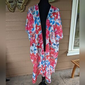 Floral Open-Front Kimono Cardigan